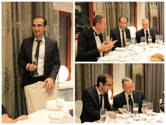 Younes gives a short speech on his PhD defence dinner, December 2015.